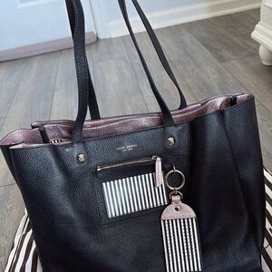 Henri Bendel Black Tote with Pink Interior